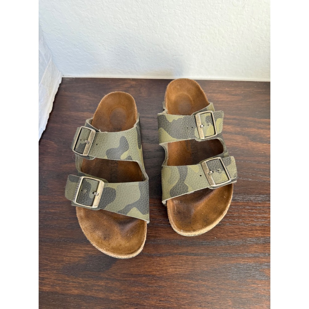 Birkenstock Arizona Camo Green Brown Sandals Two Strap Slides 37 L6 M4